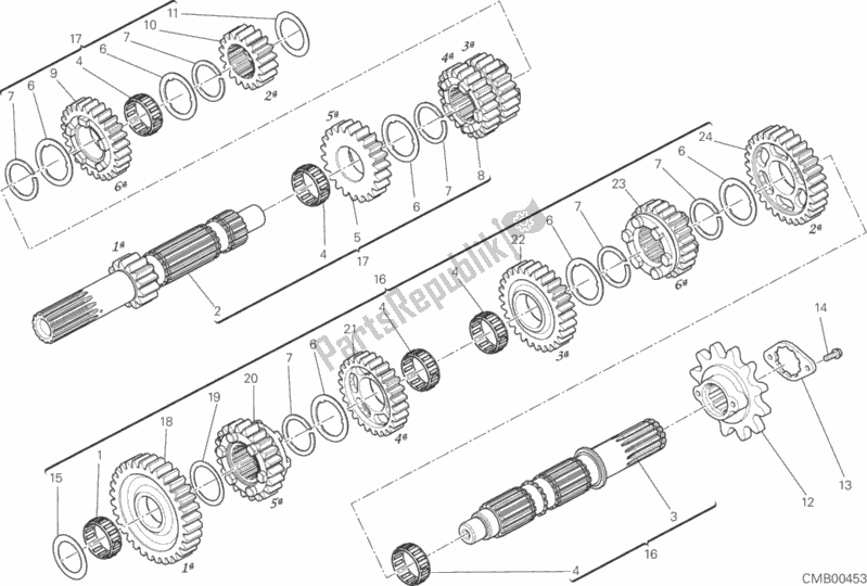 All parts for the Gear Box of the Ducati Scrambler Classic Thailand 803 2015